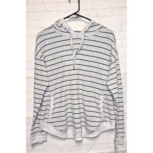 Koolaburra UGG Womens S Cozy Soft Thermal Henley Striped Hoodie Gray Y2K style